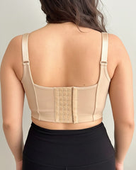 Women's Lace Trim Wide Back Underwire Long Body Shaping Push-up Bra