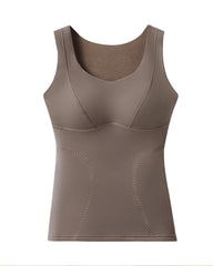 Silk Patch Fleece-Lined Fixed Cups Wire-Free Comfortable Warm Vest