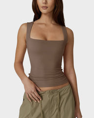 Square Neck Basic Fitted Tank Top