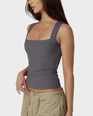 Square Neck Basic Fitted Tank Top