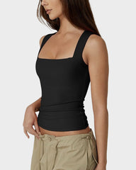 Square Neck Basic Fitted Tank Top