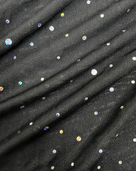 One-shoulder Rhinestone-embellished Mesh Fringed Asymmetrical Sheer Sexy Nightgow