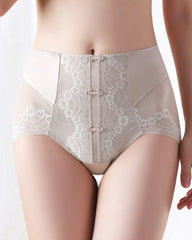 Plus Size Lace Sheer Mesh Seamless High-waisted Panties