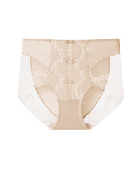 Plus Size Lace Sheer Mesh Seamless High-waisted Panties