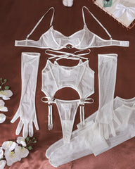 Sexy See-through Mesh with Stockings Shapewear Lingerie Set
