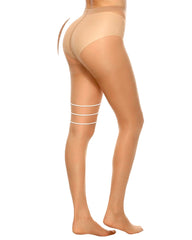 2-Pack 20D High-Waisted Sheer Silky Nylon Pantyhose