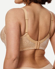 Deep V Floral Mesh Panel Full Coverage Wireless Shaping Bra