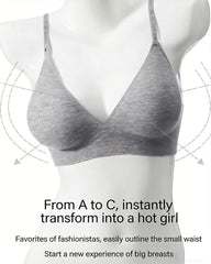 Deep V Seamless Letter Thin Straps Wire-Free Comfort Bra