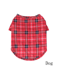 Christmas Red Plaid Print Crew Neck Family Pajama Set