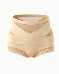 Women's High-waisted Crossover Lace Mesh Breathable Panties