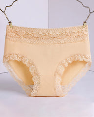 Women's Pure Cotton Breathable Skin-friendly Lace Trim Tummy Control Panties