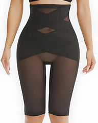 Women's Double Cross Mesh Seamless High Waist Tummy Lifting Buttocks Shaping Tights